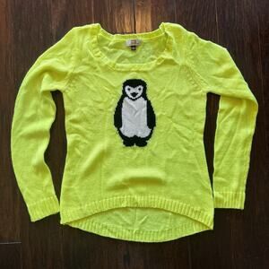 Lei Women’s Sweater Yellow Neon, Penguin, Y2K Large